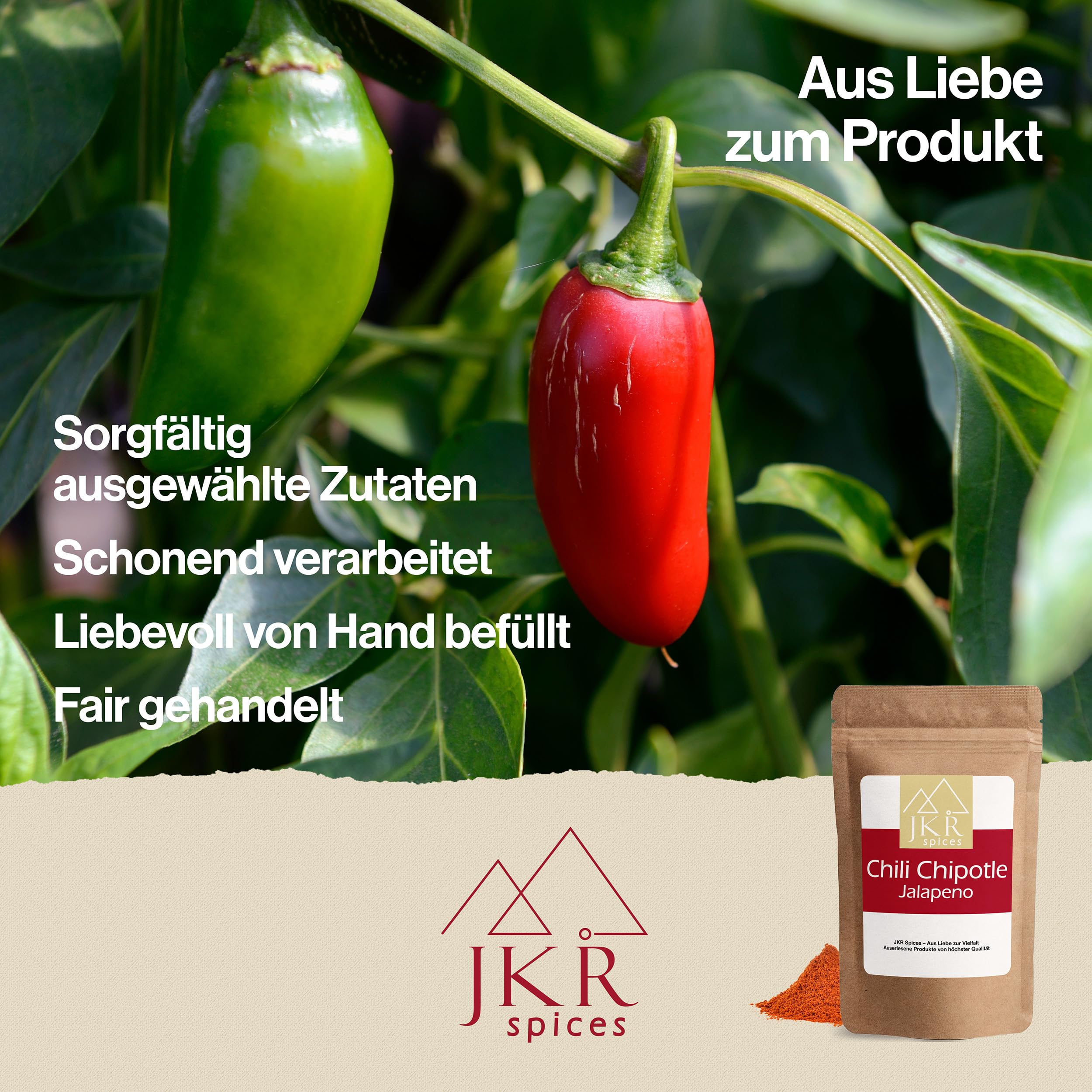 JKR Spices® 250g Chili Chipotle Jalapeno gemahlen | Chilli Pulver geräuchert | Chipotle Chili | Sehr scharfe Chipotle Chilli im wiederverschließbaren Doypack 5