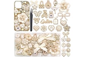 BELICEY Junk Case Charms Elegant Flower Butterfly Charm for Phone Case 3D Bow Heart Bear Junk Phone Case Kit Flatback Pearls 