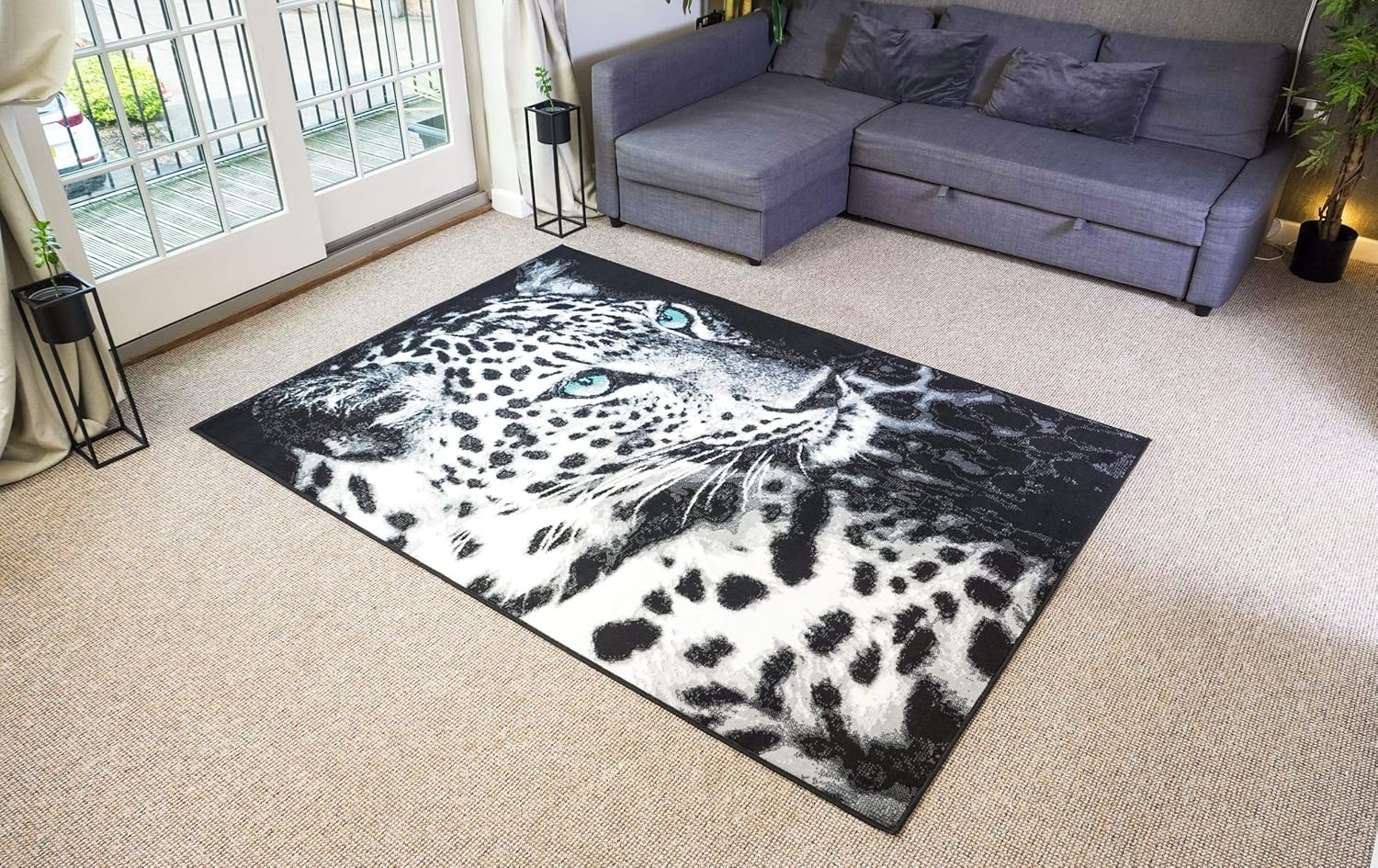 BRAVICH Wildlife Safari Extra Large Black Grey African Leopard/Jaguar Animal Print Soft