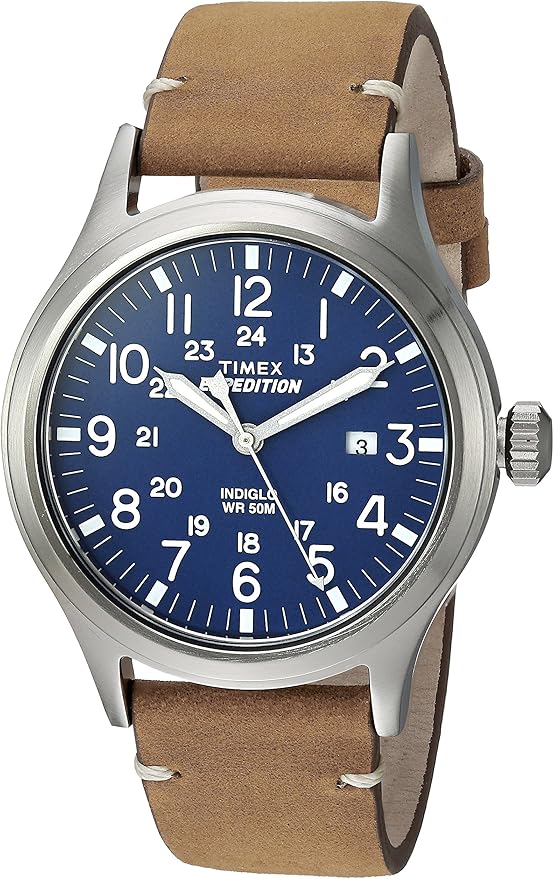 Timex Men's TW4B01800 Expedition Scout 40 Tan/Blue Leather Strap Watch