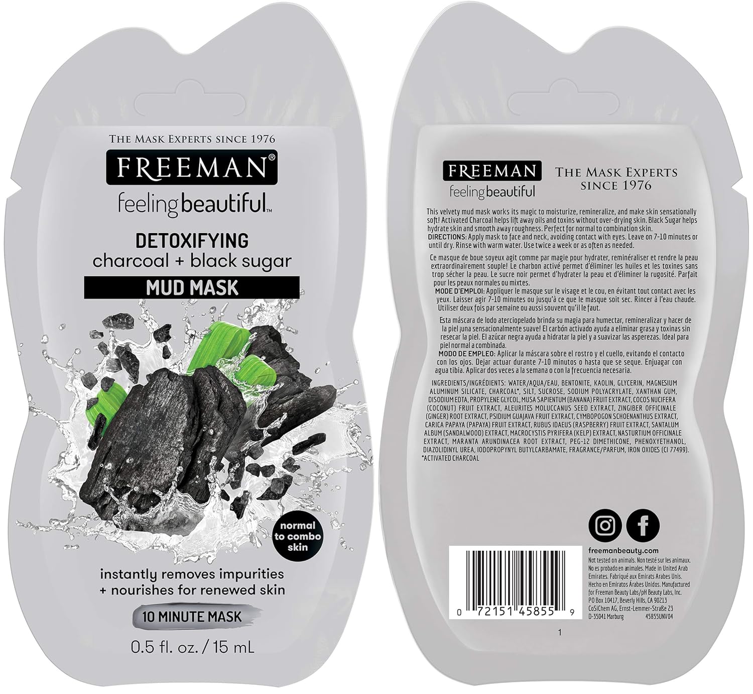 Freeman Facial Mask Variety Pack: Oil Absorbing Clay, Pore Minimizer, Detoxifying Charcoal and Mud, Hydrating and Balancing Beauty Face Masks, 12 count : Beauty