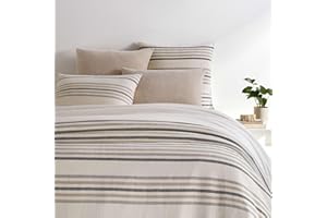 Pine Cone Hill Ellison Stripe Linen Chenille Ivory Duvet Cover, Full/Queen Size, Ivory Stripe Pattern