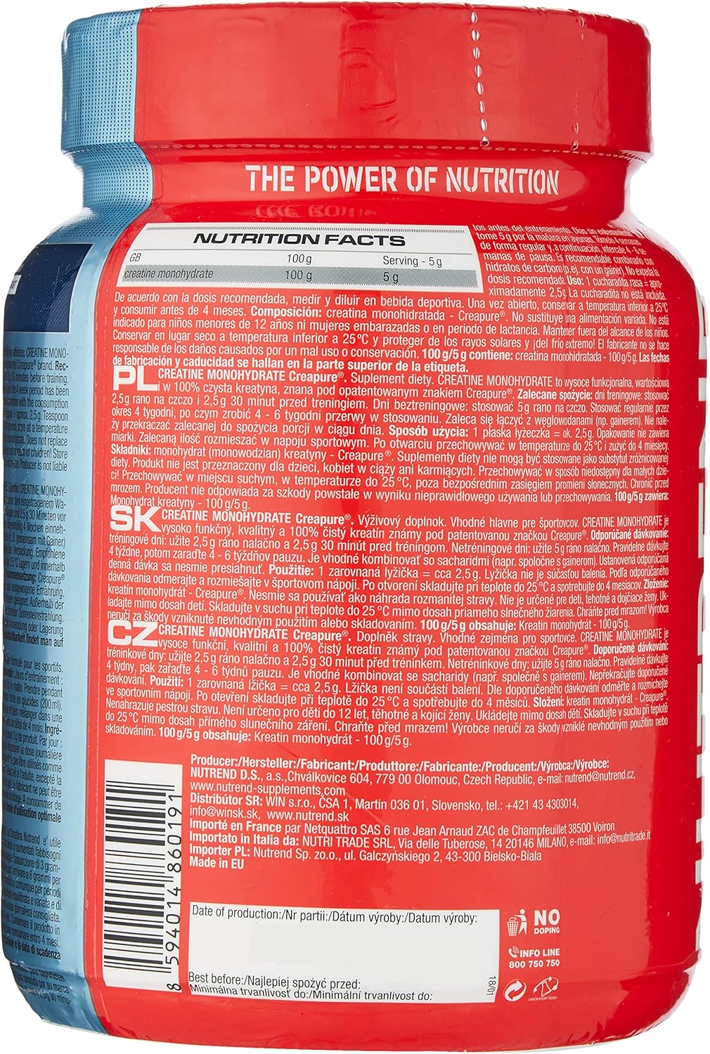 NUTREND Creatine Monohydrate Creapure Sports Supplement P34002 - Image 3
