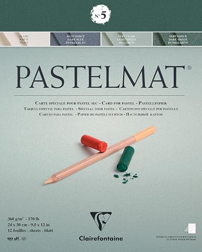 Clairefontaine Pastelmat Pad 12 Sheets 360gsm 24x30cm Assorted Colours 96114C