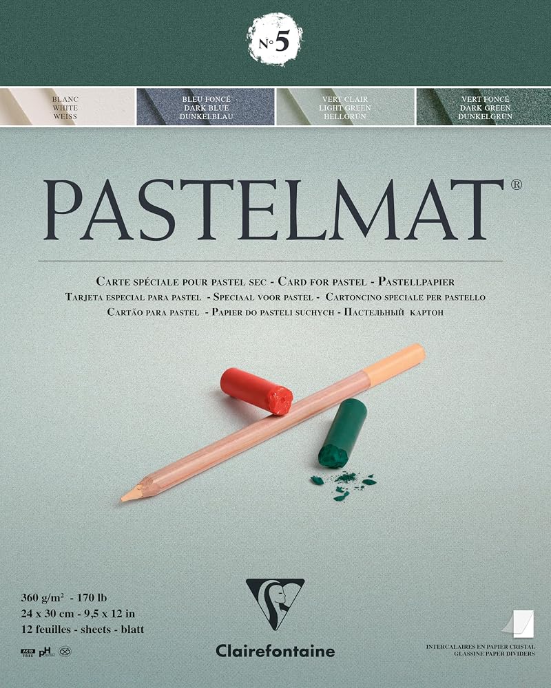 Clairefontaine Pastelmat Pad 12 Sheets 360gsm 24x30cm Assorted Colours 96114C