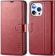 TUCCH Case Wallet for iPhone 15 Pro Max, RFID Blocking PU Leather Kickstand Flip Cover with 4 Card Slots [TPU Protective Interior Case], Magnetic Folio Compatible with iPhone 15 Pro Max 6.7", Dark Red