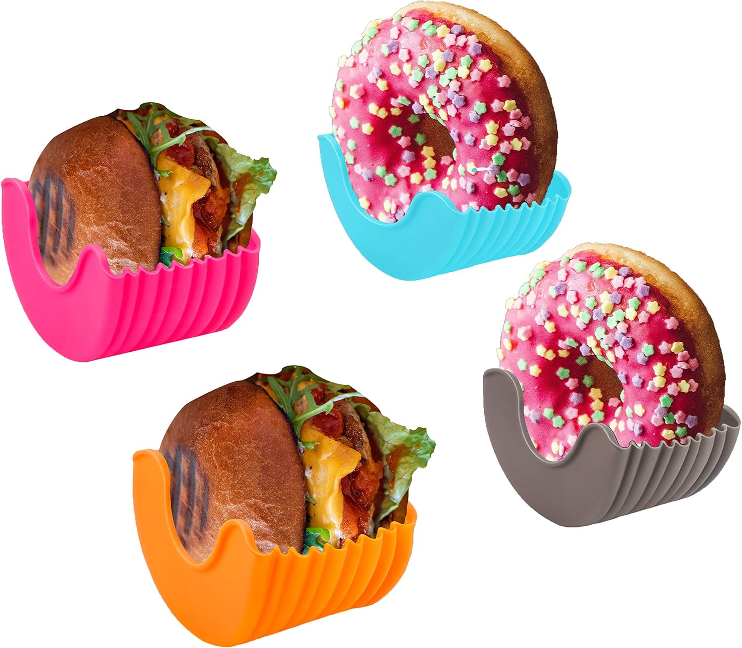 Ubrand Reusable Burger Buddy, Adjustable Burger Holder, Silicone Hamburger Holder, Hamburger Press Patty Maker