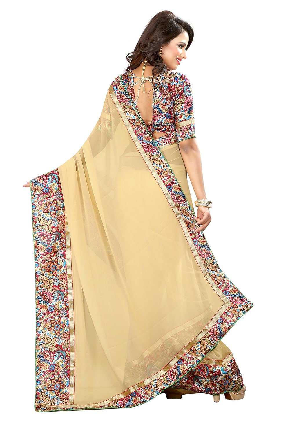 oomph! women's georgette saree with blouse piece