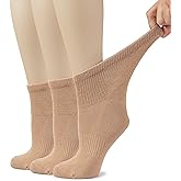 Hugh Ugoli Women's Cotton Diabetic Ankle Socks, Wide, Loose, Stretchy, Seamless Toe, Non Binding Top Semi Cushion, 3-6 Pairs