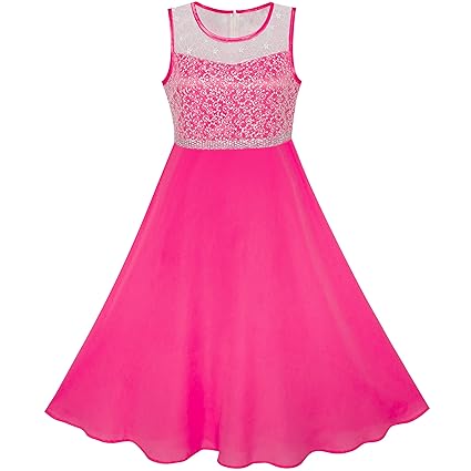 Sunboree Mädchen Kleid Strass Chiffon Brautjungfer Tanzen Ball Maxi Kleid Gr. 110-158