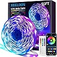 KEELIXIN 50ft LED Strip Lights,Led Lights for Bedroom,LED Light Strip,LED Lights Sync with Music,RGB LED Strip Lights with IR Remote & Bluetooth APP Control,Luces Led para Cuarto,LED Lights for Room