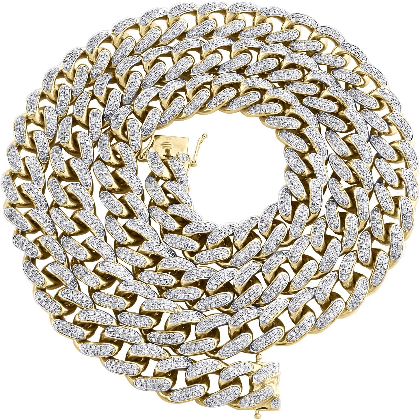 10K Yellow Gold 10.75mm Miami Cuban Link Diamond Chain 28" Necklace 13.20 CT.