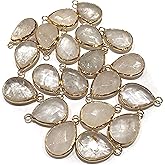 LE SKY natural stone pendants, waterdrop shape faceted clear quartz chakra healing semi gemstone pendant for necklace bracelet jewelry craft making 14x22mm 10 Pcs