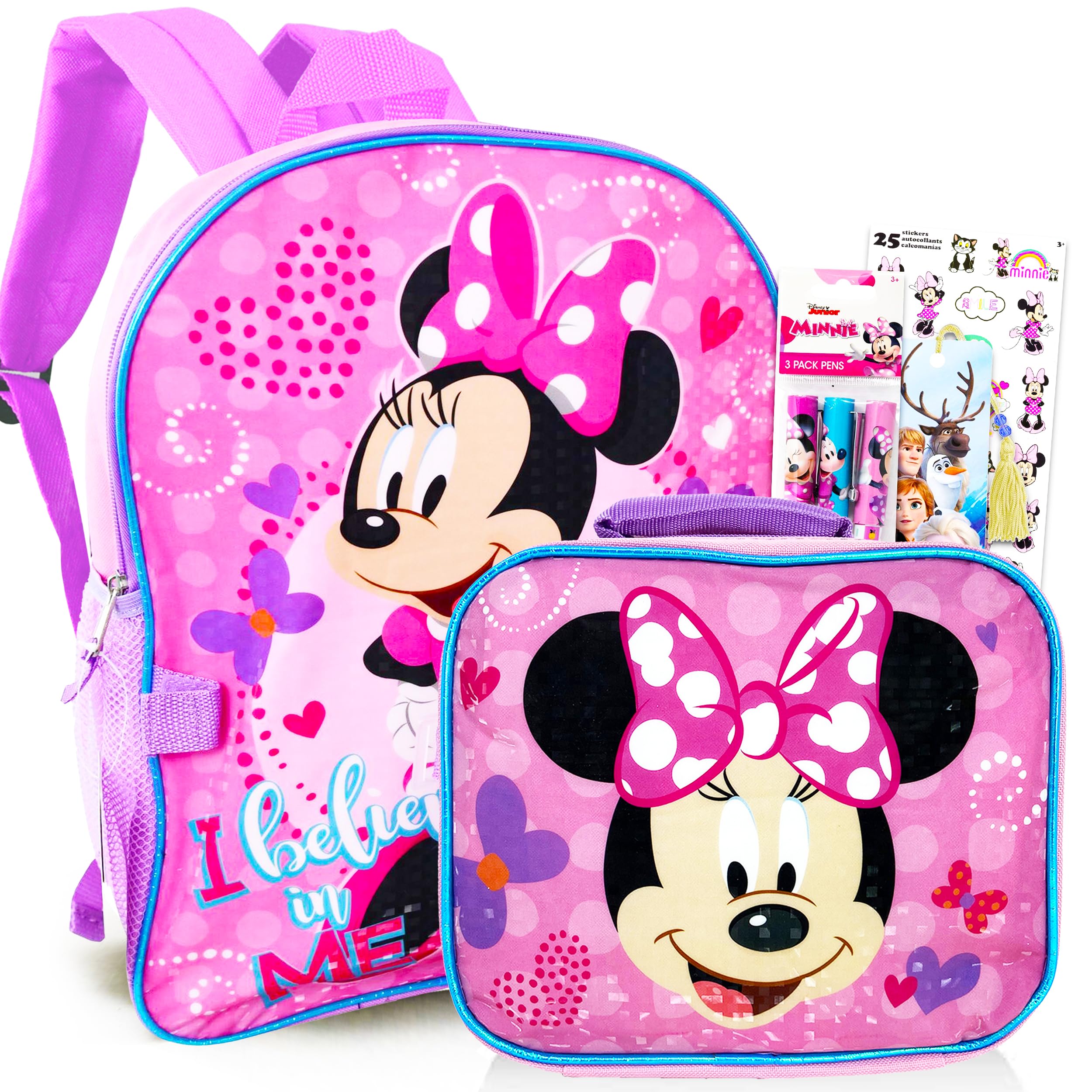 Photo 1 of *****************MISSING LUNCHBOX***************
Disney Minnie Mouse Backpack with Lunch Box for Girls 5 Pc Bundle ~ Deluxe 16" Minnie Bag, Insulated Lunch Bag, Stickers, and More (Minnie Mouse School Supplies)