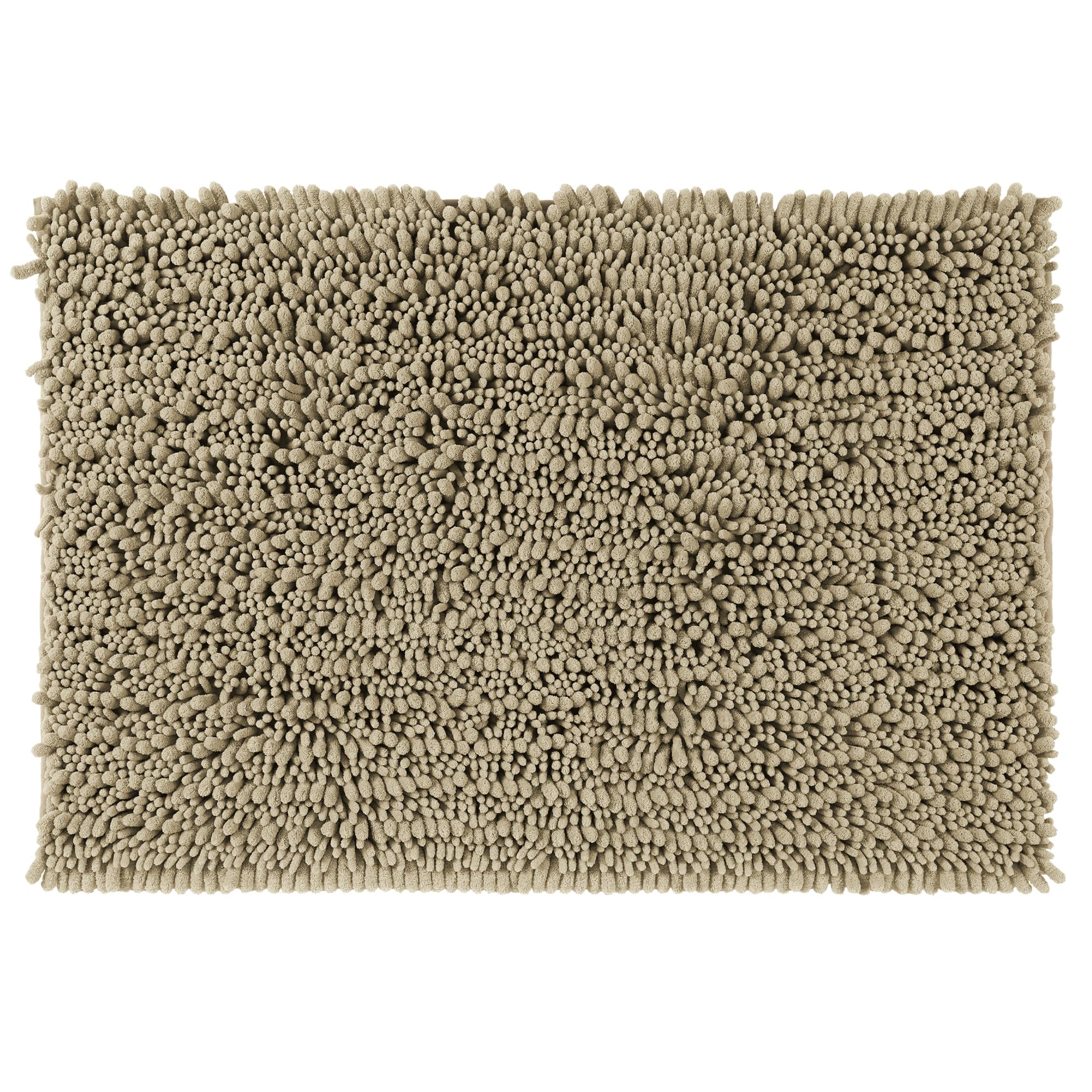 Uxcell Chenille Bathroom Rugs Non-Slip Bath Mat, Plain Washable Soft Shower Mat, for Bathroom Floor Khaki 40 x 60 cm