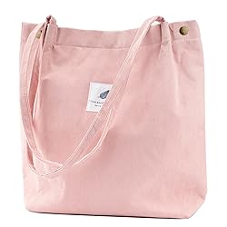 TOPASION Cute Corduroy Tote Bag Canvas Shoulder