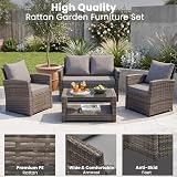 EVRE Roma 4 Seater Rattan Garden Set with Glass Coffee Table Cedar Brown view 8