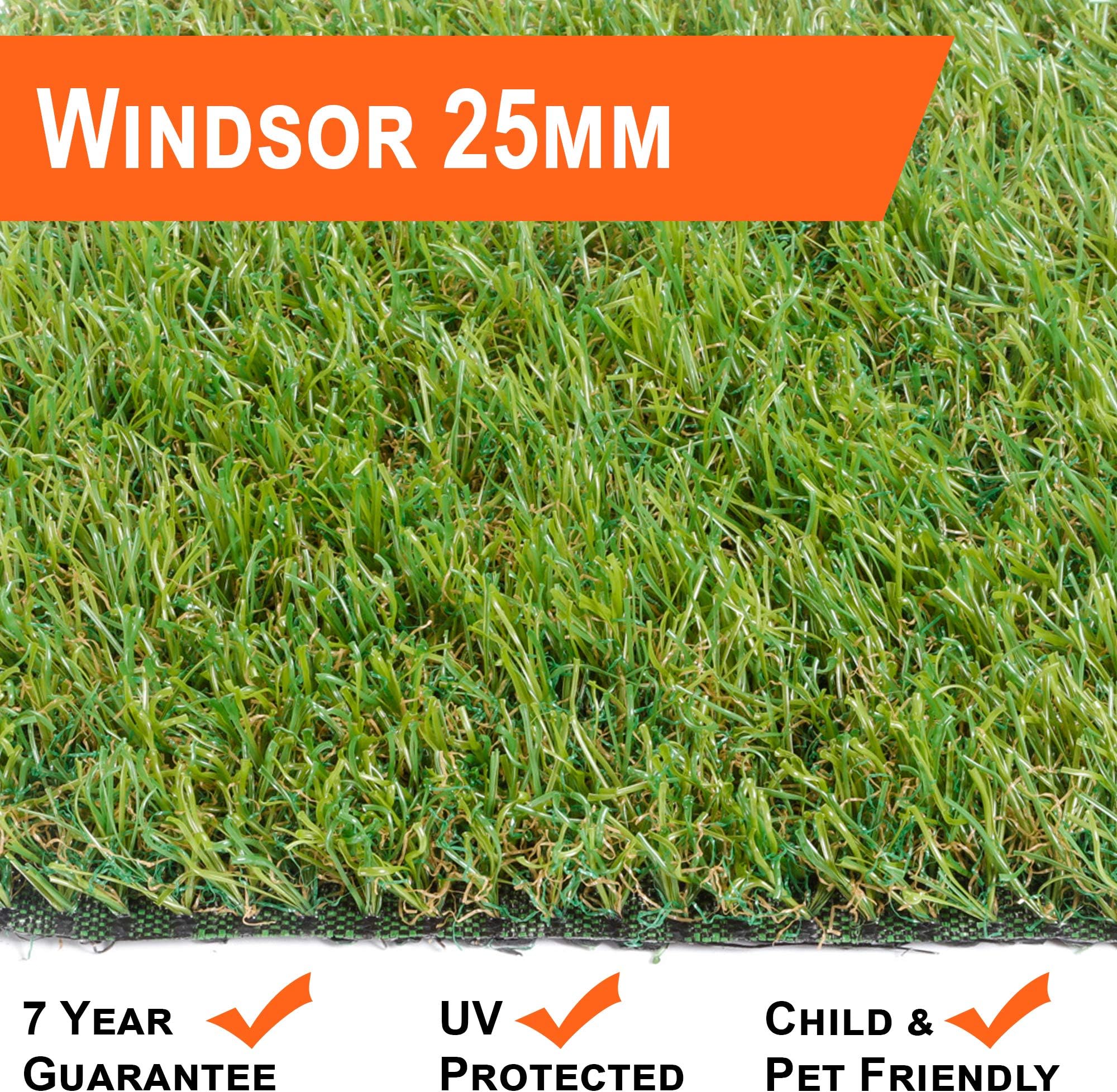 Windsor 25mm Artificial Grass Quality EU Manufactured 2m & 4m Widths Choose Length (4m x 6m)