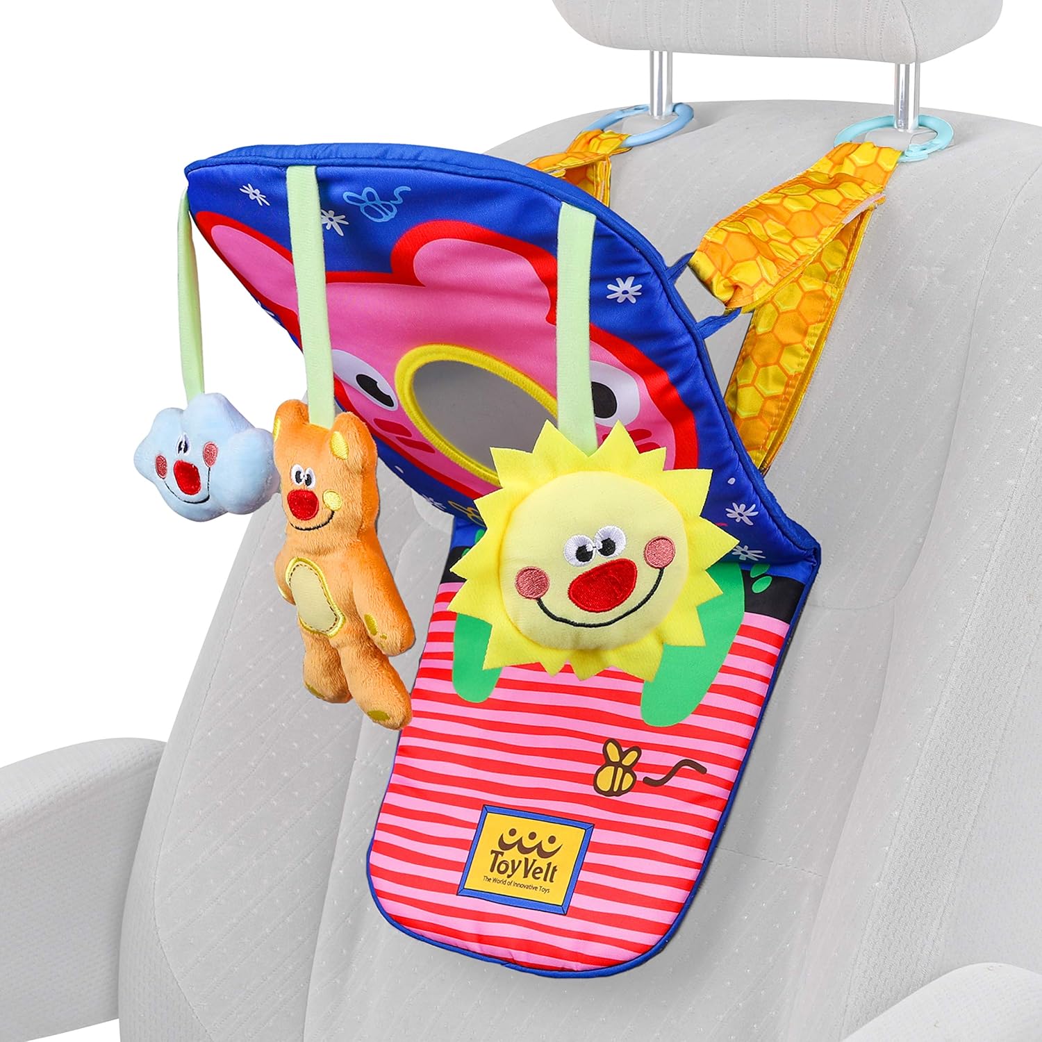 ToyVelt Car Seat Toys for Infants - Kick and Play Fun Hanging Rear Carseat Toy Super Soft, Safe with Music - Your Little One Will Be Thrilled While Driving for Baby Boy & Baby Girl 1 Month and Up: Toys & Games