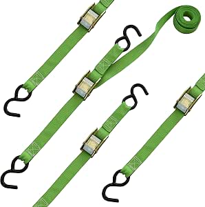 SmartStraps 6-Foot Cambuckle Tie Downs, 2-Pack – 1,200 Lb Break Strength, 400 Lb Safe Load, Green, For ATVs, Dirt Bikes, Lawn Mowers