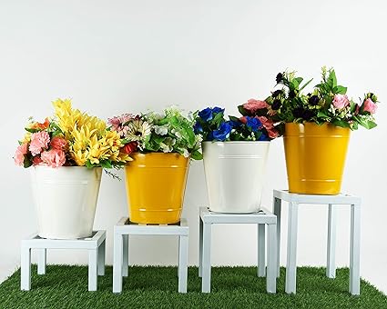 HINS Iron Metal Square Pot Stand Set of 4 Without Pot For Indoor & Outdoor Gardening Home Decore(White) Plant Stands For Indoor Balcony I Plant Bench I Plant Stands I Pot Stand Single I Potted Plant Stand I Big Pots I Metal Plant Stand I Tall Outdoor Planter I Metal Casters I Large Plant Stand I Pot Stands For Garden I Indoor Plants Stand I Iron Plant Stand I Terrace Garden Stand I Garden Rack I Iron Stand For Pots I Pots Stand I Indoor Planter With Stand I Met