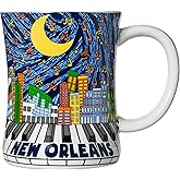 Artisan Owl New Orleans Music Sky Mosaic Ceramic Souvenir Diner Coffee Mug