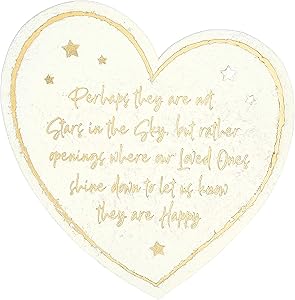Pavilion Gift Company 99151 Pavilion-Stars in The Sky-11 Inch Heart Shaped Memorial Resin Garden Stone Outdoor-plaques, Beige