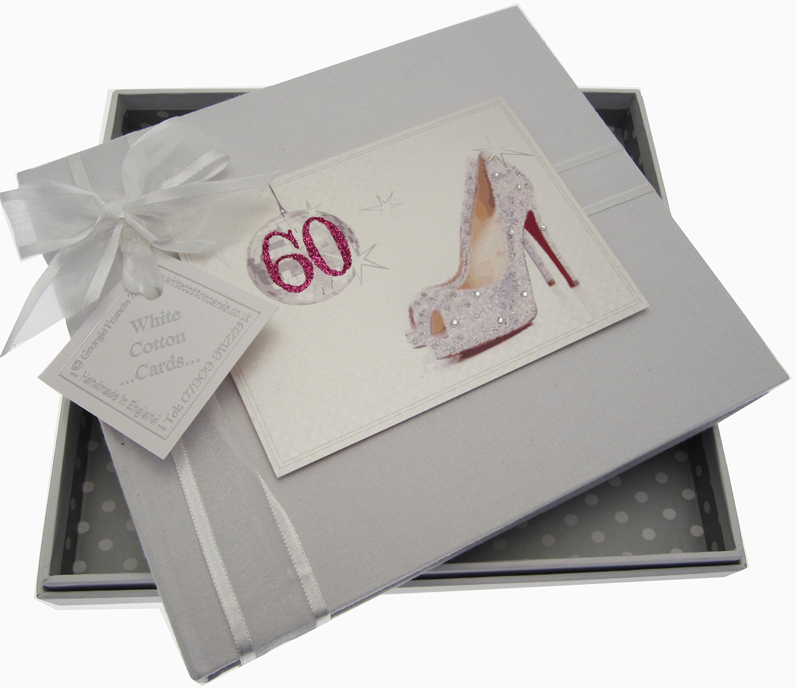 White Cotton Cards 60th Birthday Guest Book Glitter Ball and Shoes