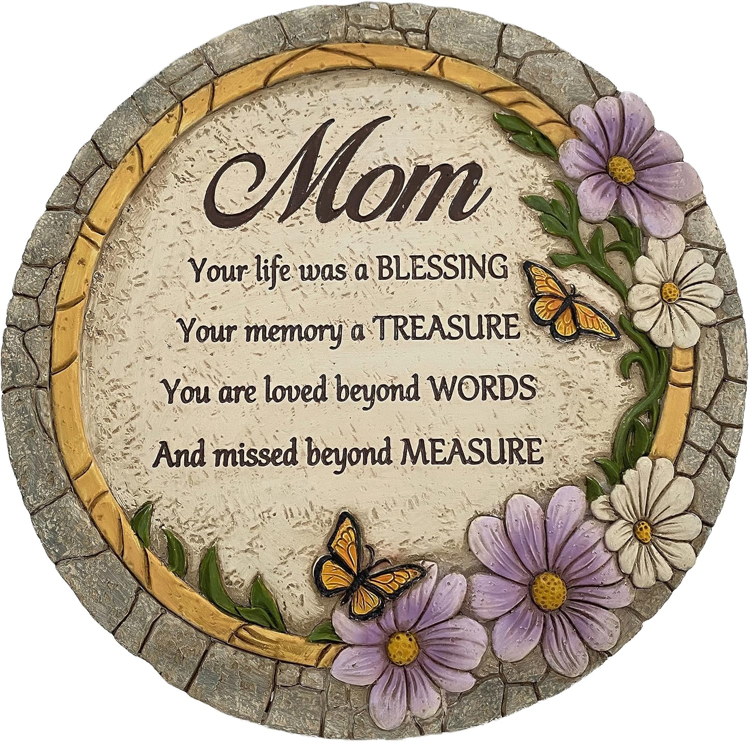 Hardscaping Materials - Mom Garden Memorial Stones, Butterflies Flower Stepping Stones Memorial Gifts for Loss of Mother, Sympathy Gift for Loss of Mom Memory Stone, in Memory of Mom Stones TNS7