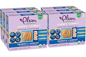 Plum Organics Jammy Sammy Snack Bars - Blueberry and Oatmeal - 1.02 oz Bars (Pack of 30) - Organic Toddler Food Snack Bars
