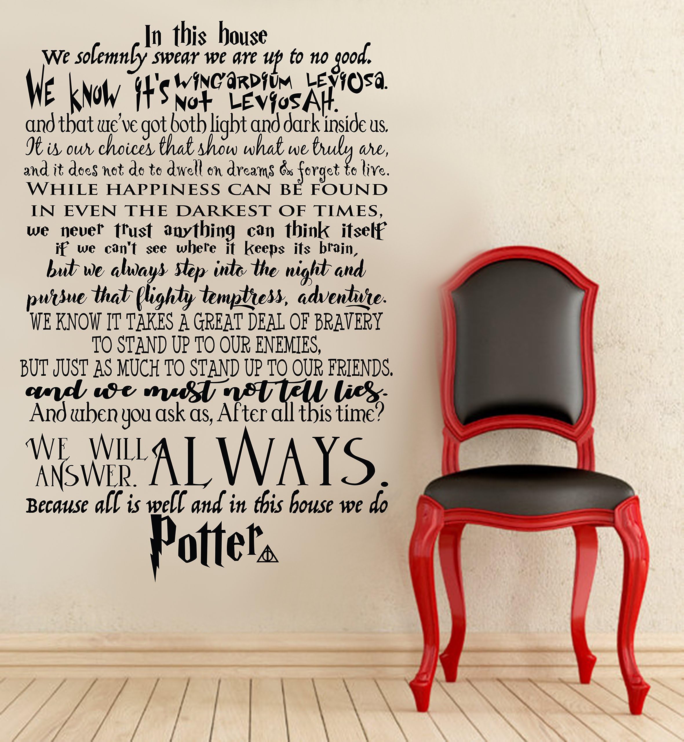 in This House We Do Potter We do Harry Potter Wall Decal Harry Potter Quote Wall Decal Lettering Vinyl Sticker (22" x 34")