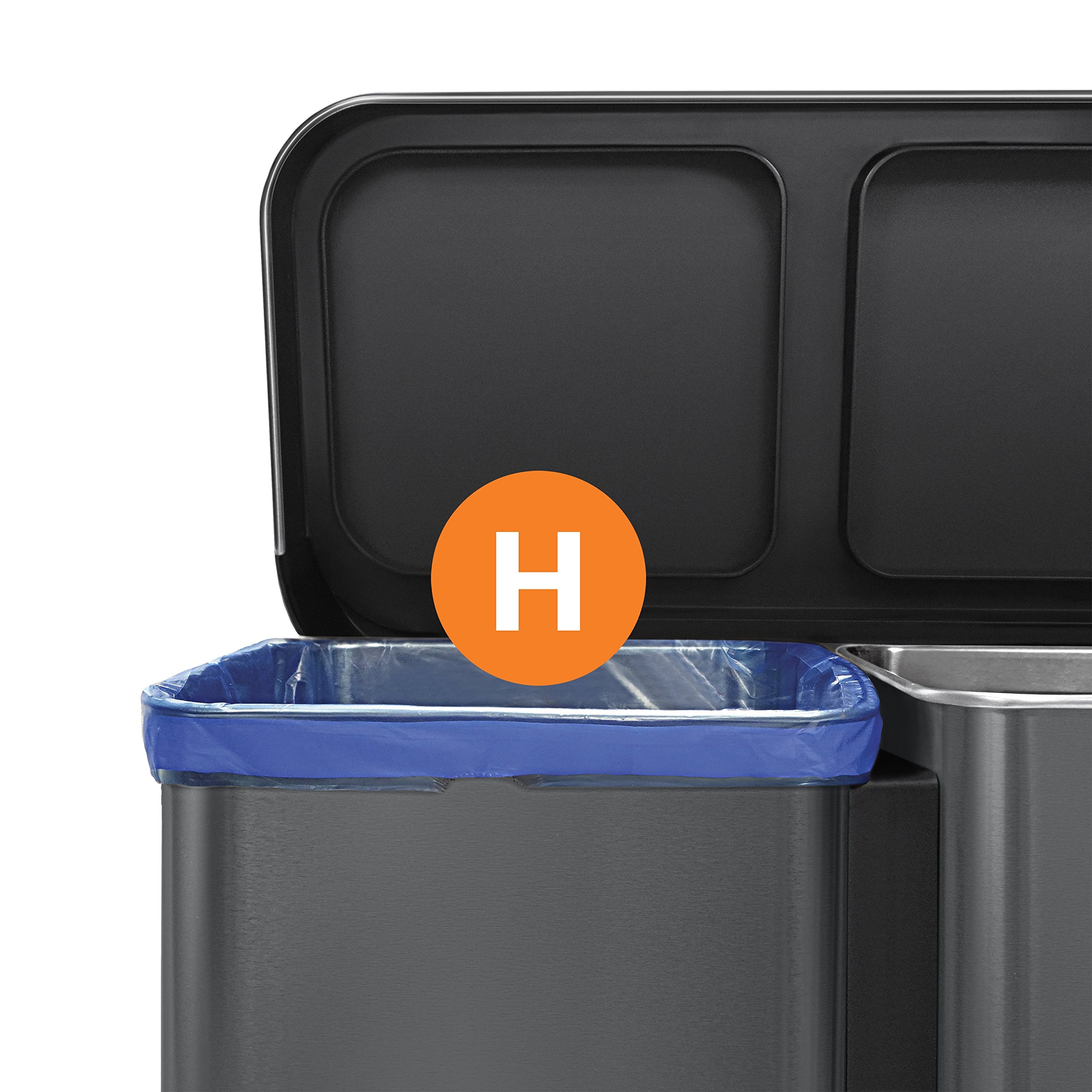 simplehuman Liner Rim Dual Bucket Rectangular Recycling Step Trash Can