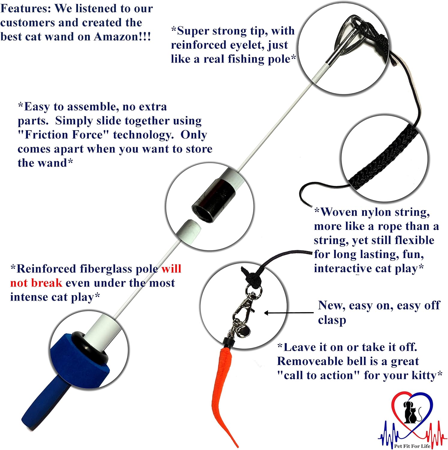 Pet Fit For Life 5 Piece Worms Teaser and Exerciser for Cat and Kitten - Cat Toy Interactive Cat Wand : Pet Supplies