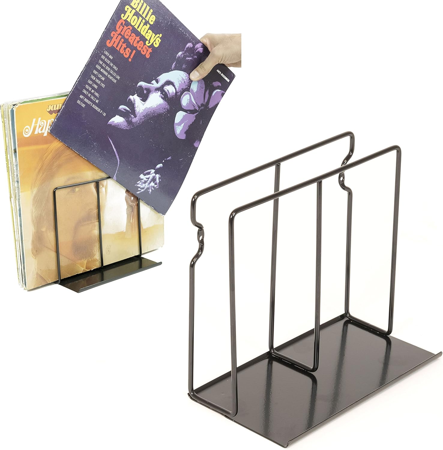 Vinyl Record Wall Mount Display Shelf Rack ,Multipurpose Use Black Set