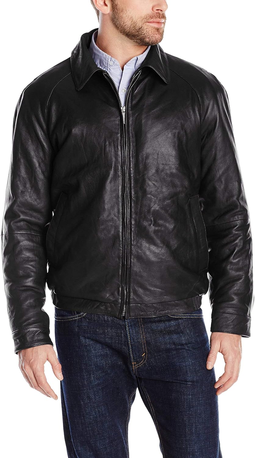 Nautica Mens Classic Lambskin Leather Bomber Jacket Amazon.ca