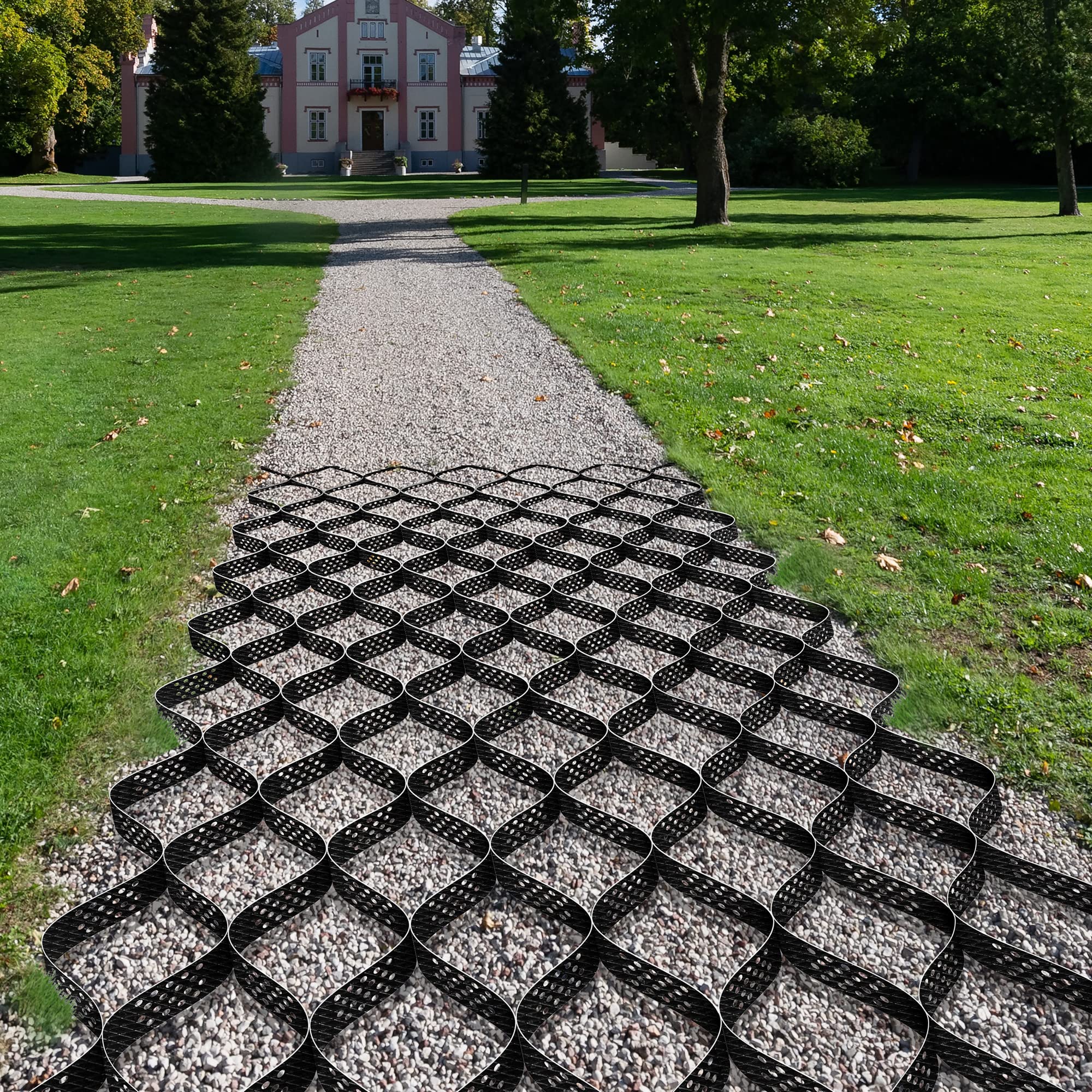 Photo 1 of VIVOSUN 3’’ Depth Ground Grid, 9x17 ft, High-Density HDPE Geo Cell, 1885 lbs per sq ft Load, Foldable & Tensile, Easy Installation with Gloves, Perfect for Gardens, Driveways, Pathways, Slopes