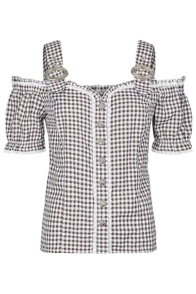 Damen Carmen-Trachtenbluse Karin, kariert (Gr. 34-52) in 11 versch. Farben