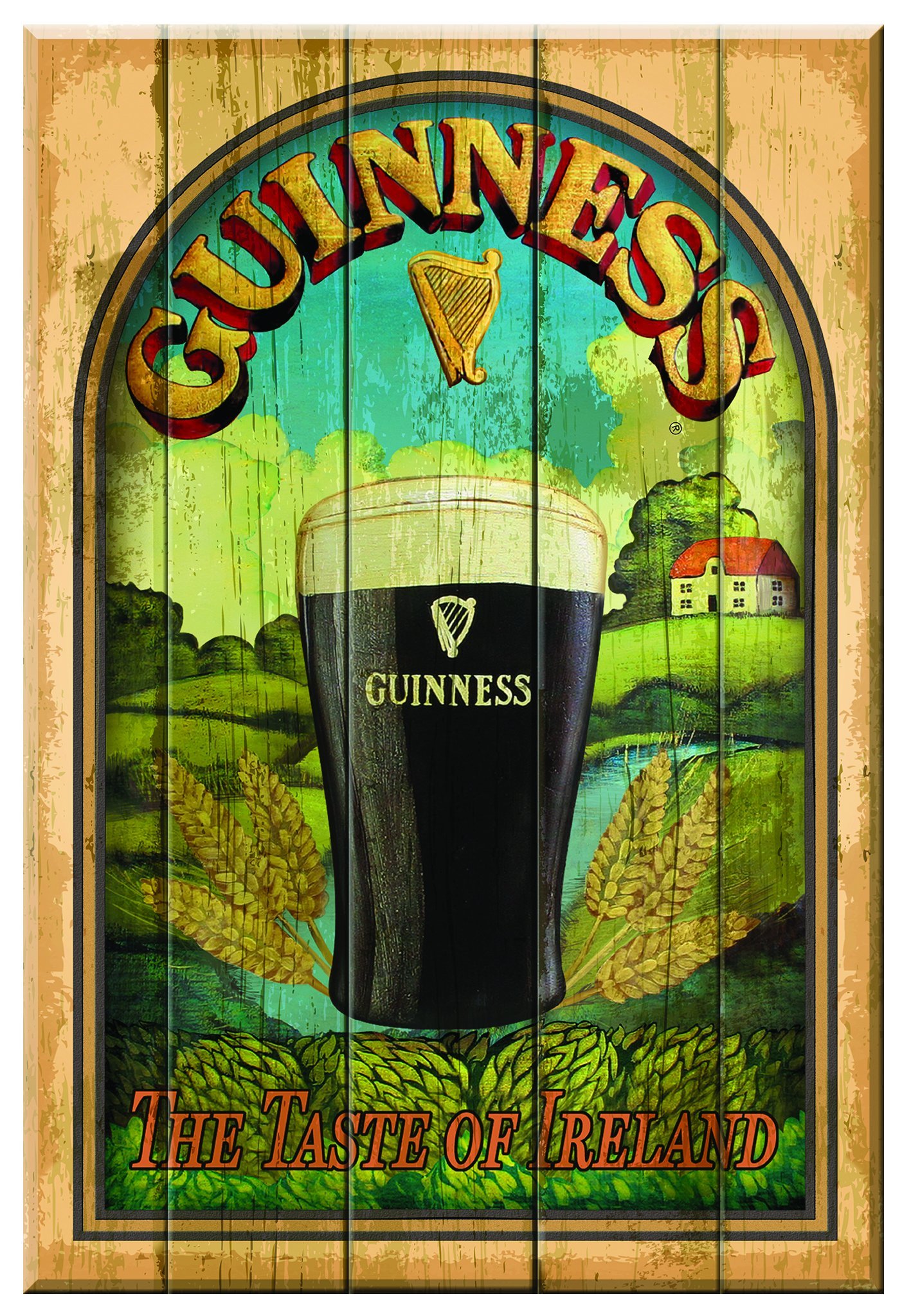 Nostalgic Guinness Wooden Sign With Taste Of Ireland And Pint Design