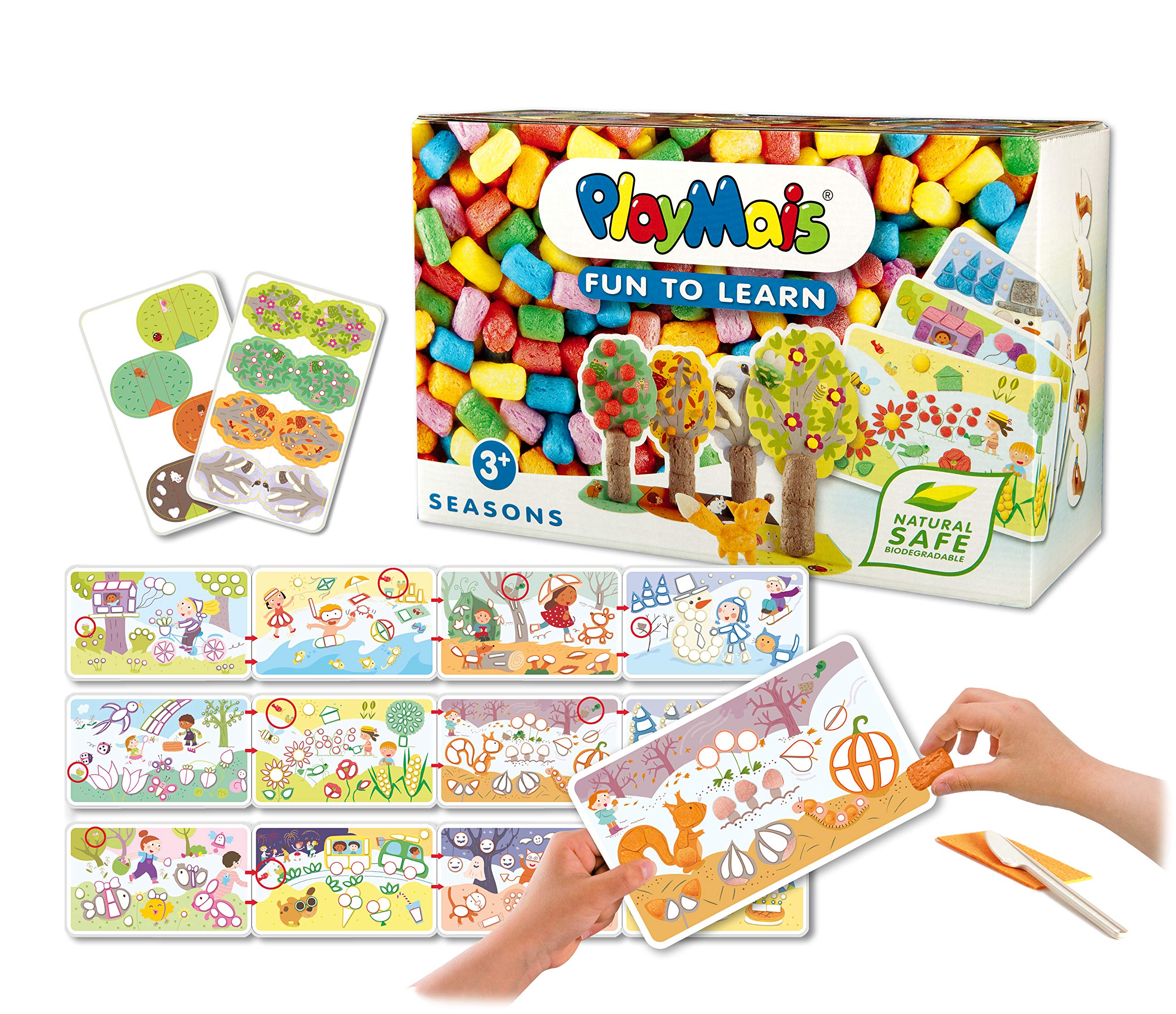 PlayMais FUN TO LEARN SEASONS educational toy for kids from 3 years | craft kit with 550 PlayMais, 14 templates & instructions for crafting | stimulates creativity & motor skills | natural toy โ image 1