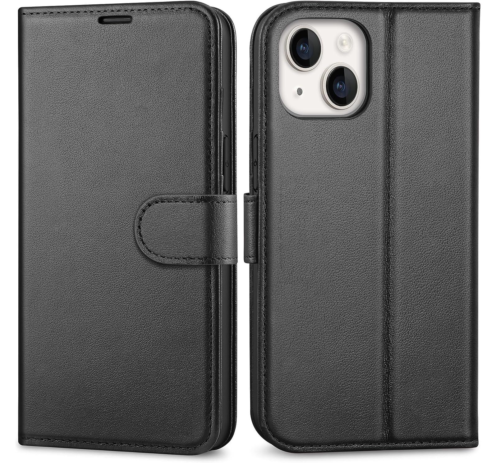 NWNK13 For iPhone 15 Plus Case Leather Wallet Book Flip Stand View Phone Cover with Card Holder Slots Compatible with iPhone 15+ [ 6.7 inch ] (Black) — image 1