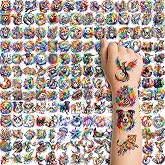 GLARYYEARS 180 Pcs Pre-Cut Watercolor Animal Temporary Tattoos for Kids | Mess-free cute fake tattoo stickers, safe, non-toxic fun, perfect for birthday party favors, gifts, rewards, and goodie bags