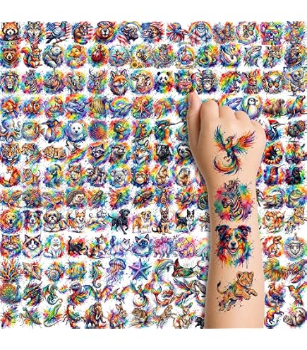 Tatuajes Temporales De Acuarela Con Animales – 60 Estilos Para Niños Y Niñas