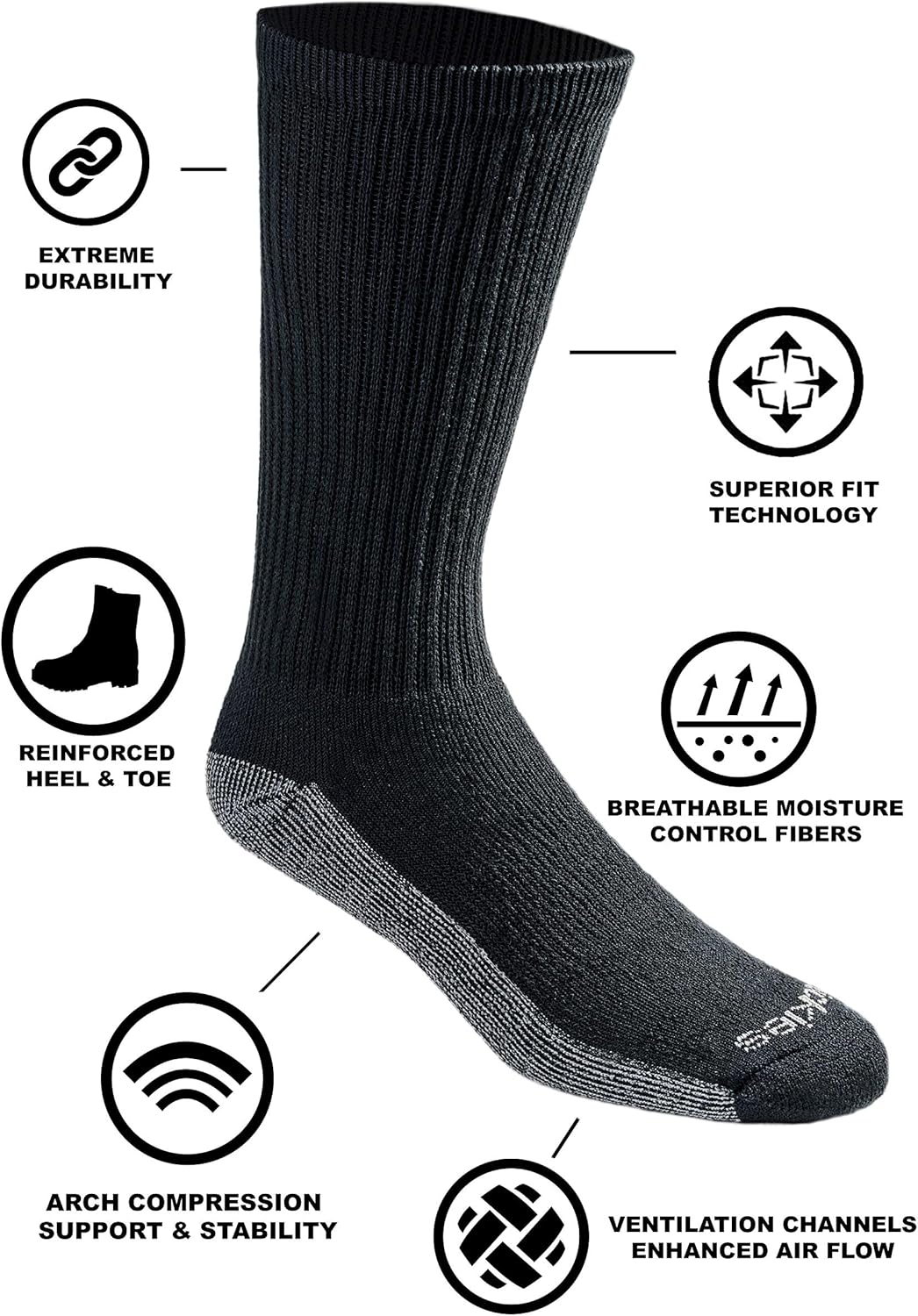 Dickies Men's Dri-tech Moisture Control Crew Socks Multipack at  Men’s Clothing store