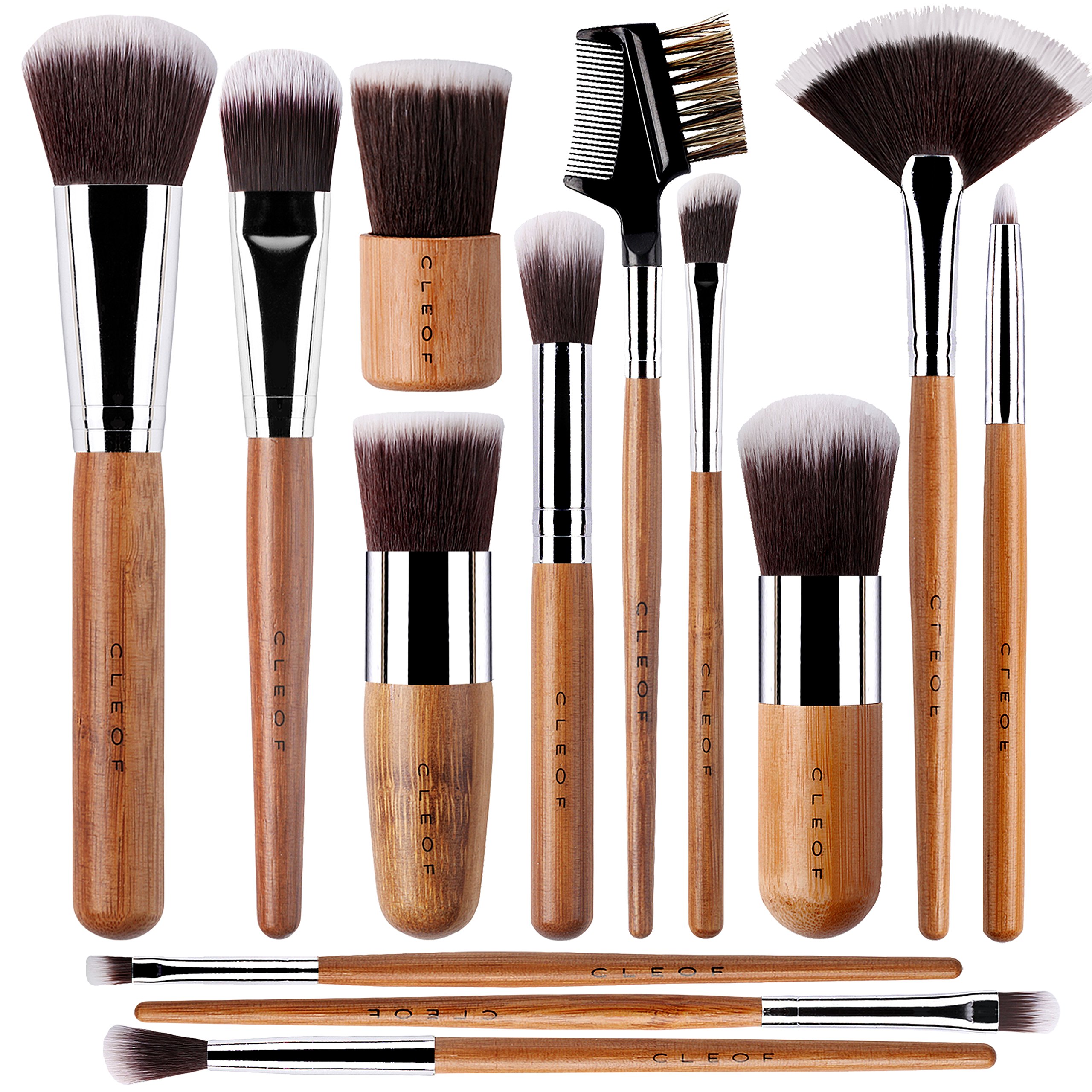 13 Bamboo Makeup Brushes Professional Set Vegan & Cruelty Free