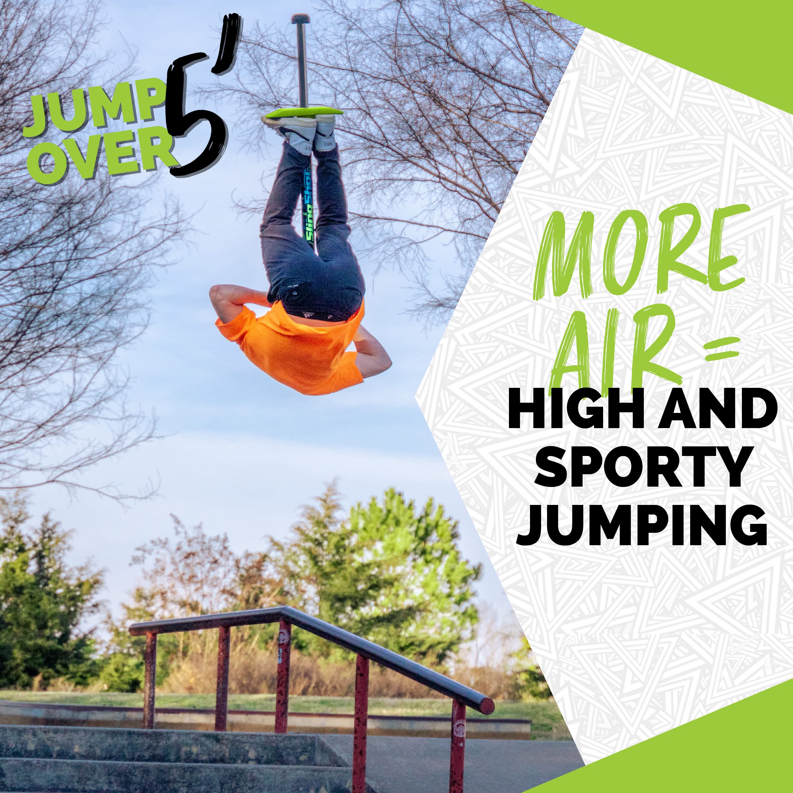 Vurtego Slingshot Pogo Stick – Patented Air-Powered Adjustable Spring for Controlled Jumps Over 5ft, Pogo Stick for Kids Age 5 and up, and Adults, Outdoor Toys, 40 to 180lbs, Durable, Lightweight