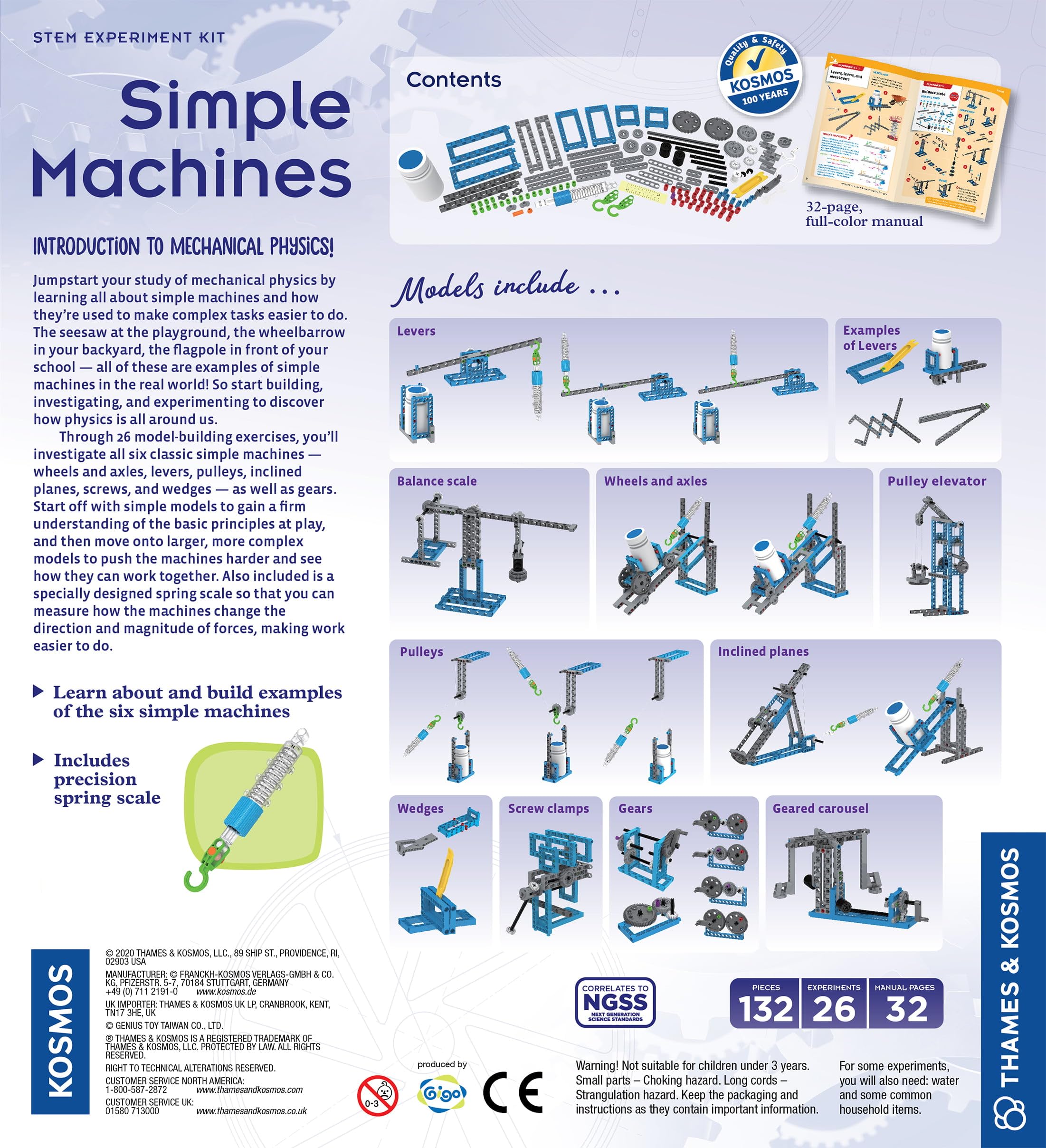 Thames & Kosmos Simple Machines Science Experiment & Model Building Kit, Introduction to Mechanical Physics, Build 26 Models to Investigate The 6 Classic Simple Machines