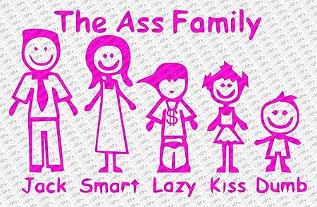 Amazon コレクタブルデカールズ Collectible Decals Ass Stick家族イラスト 面白いダイカットビニールデカール バンパーステッカー 14 Inch ピンク ステッカー デカール 車 バイク