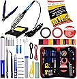 Soldering Iron Kit - Soldering Iron 60W Adjustable Temperature, Solder Wire, Soldering Stand, Wire Cutter, Solder Tips, Desoldering Pump, Tweezers, Rosin, Heatshrink Tubes [110V, US Plug] from Plusivo