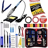 Soldering Iron Kit - Soldering Iron 60W Adjustable Temperature, Solder Wire, Soldering Stand, Wire Cutter, Solder Tips, Desol