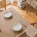Home Brilliant Waterproof Table Cloth Rectangular 140x183cm Faux Linen